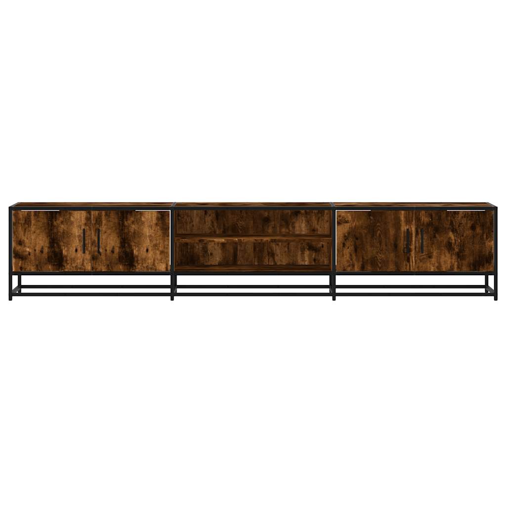 Tv-meubel 210x35x41 cm bewerkt hout gerookt eikenkleurig