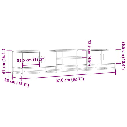 Tv-meubel 210x35x41 cm bewerkt hout gerookt eikenkleurig