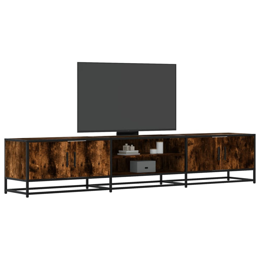 Tv-meubel 210x35x41 cm bewerkt hout gerookt eikenkleurig