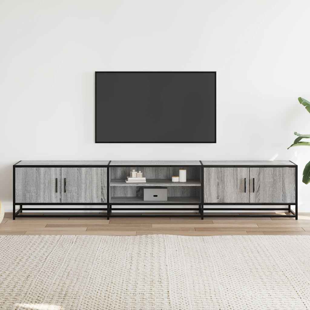 Tv-meubel 210x35x41 cm bewerkt hout grijs sonoma eikenkleurig