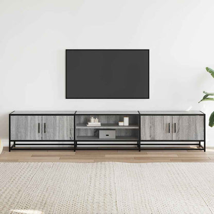 Tv-meubel 210x35x41 cm bewerkt hout grijs sonoma eikenkleurig
