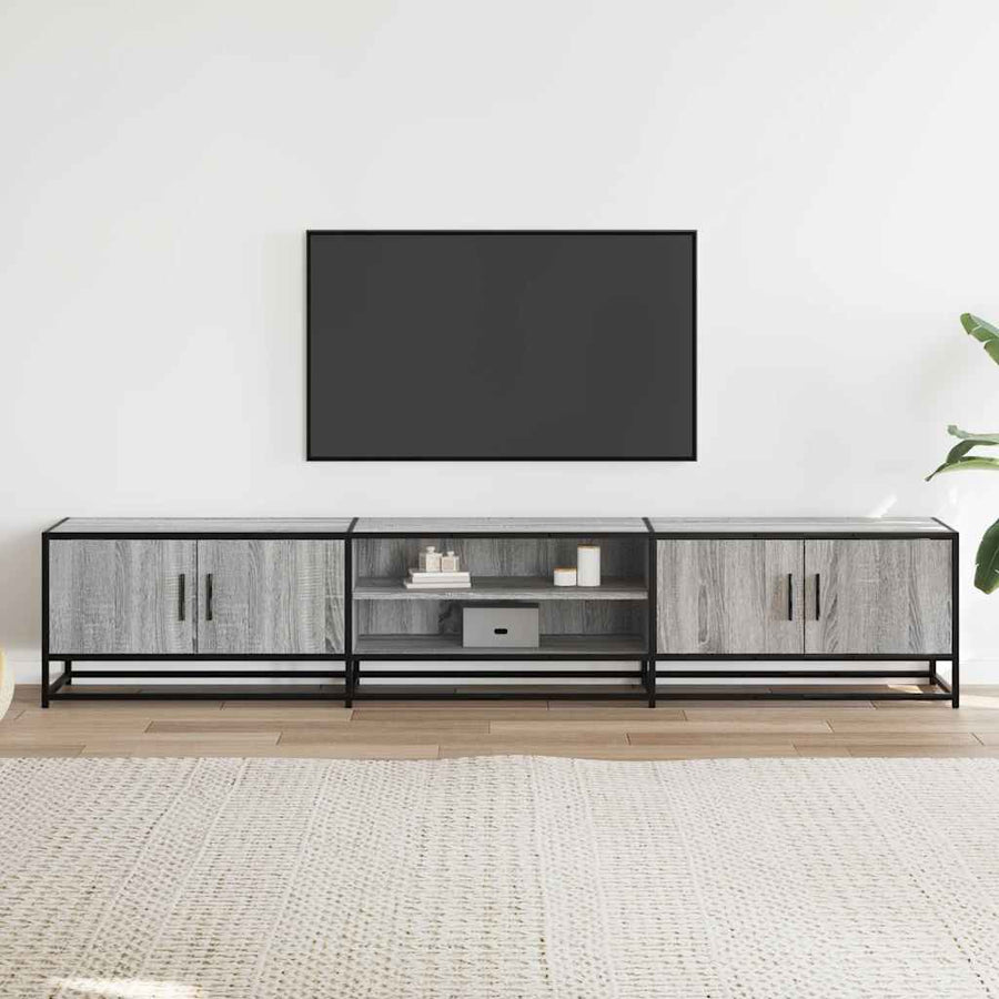Tv-meubel 210x35x41 cm bewerkt hout grijs sonoma eikenkleurig