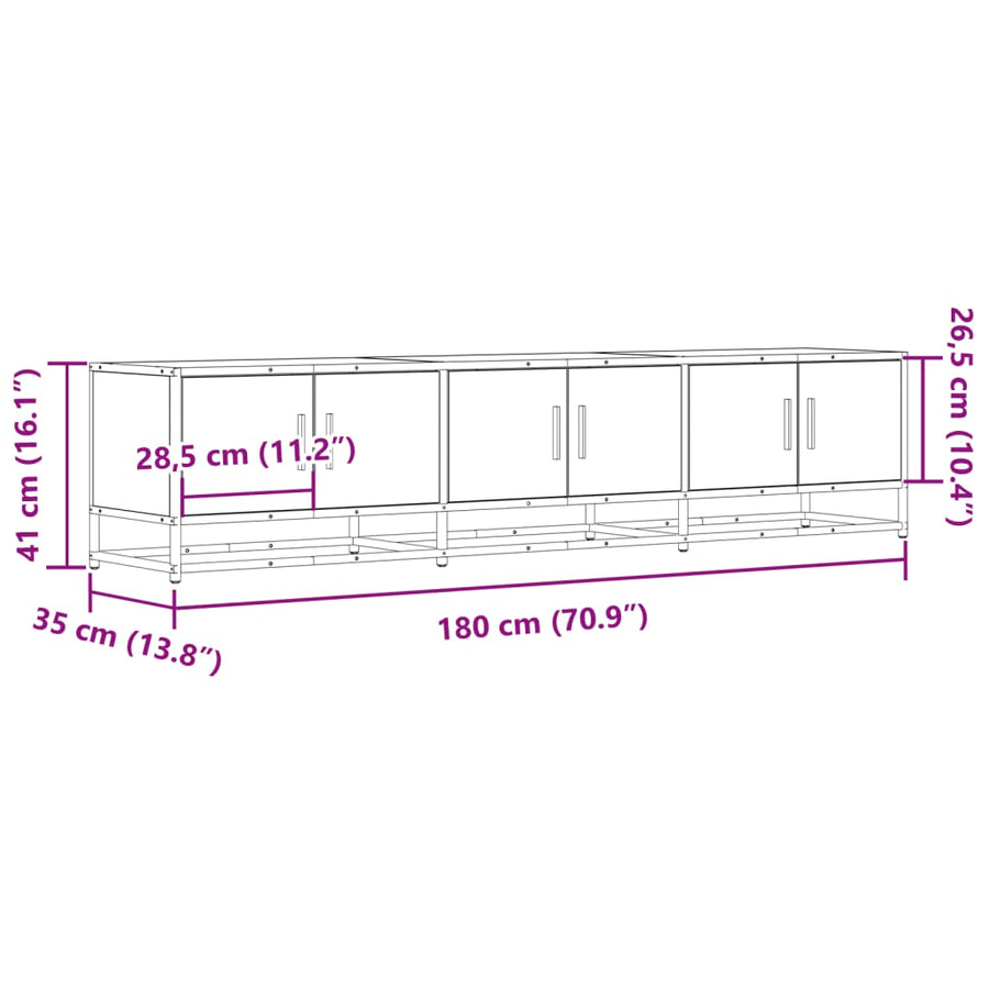 Tv-meubel 180x35x41 cm bewerkt hout grijs sonoma eikenkleurig