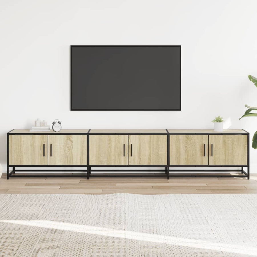 Tv-meubel 210x35x41 cm bewerkt hout sonoma eikenkleurig