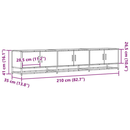 Tv-meubel 210x35x41 cm bewerkt hout sonoma eikenkleurig