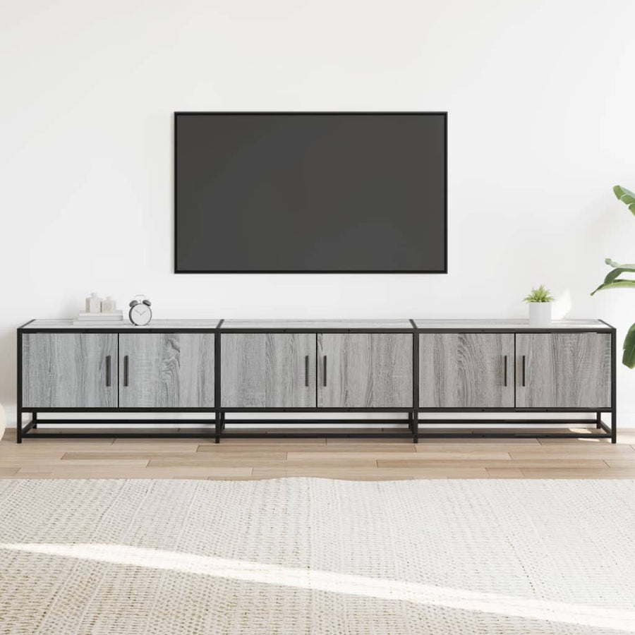 Tv-meubel 210x35x41 cm bewerkt hout grijs sonoma eikenkleurig