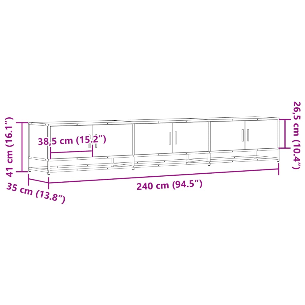 Tv-Meubel 240X35X41 Cm Bewerkt Hout Kleurig 240 cm