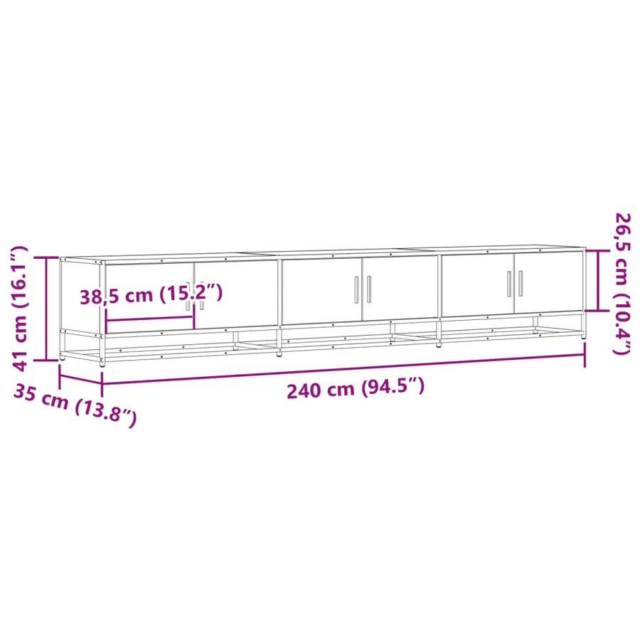 Tv-Meubel 240X35X41 Cm Bewerkt Hout Kleurig 240 cm