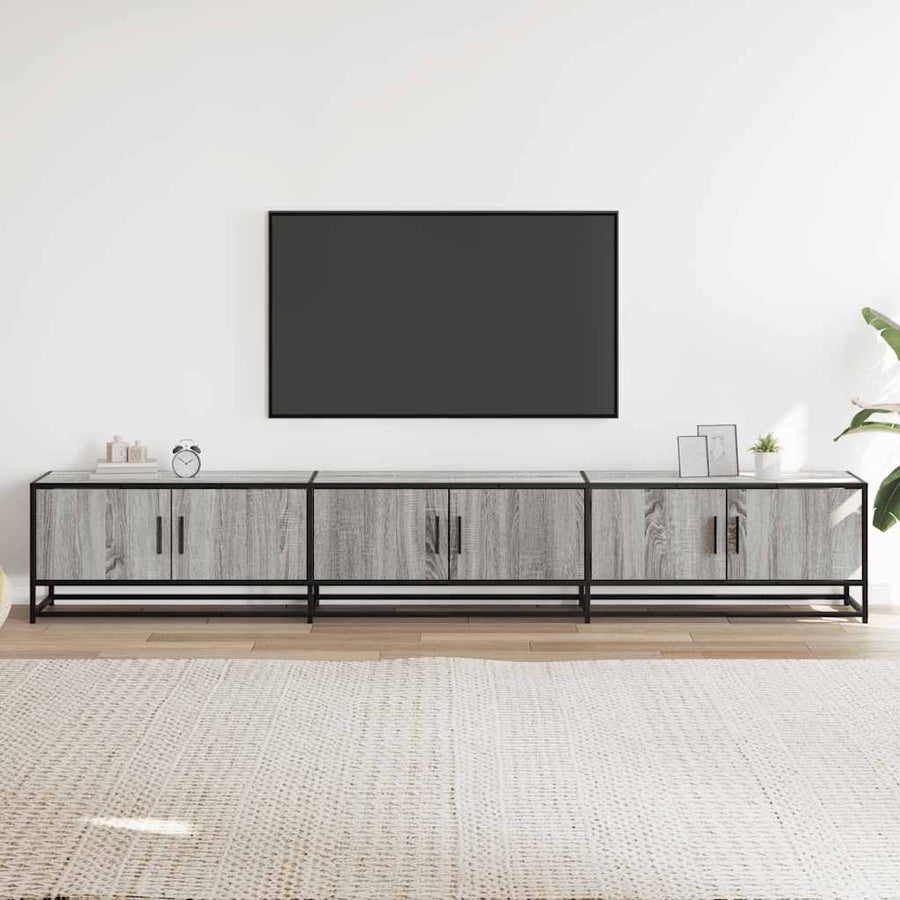Tv-meubel 240x35x41 cm bewerkt hout grijs sonoma eikenkleurig