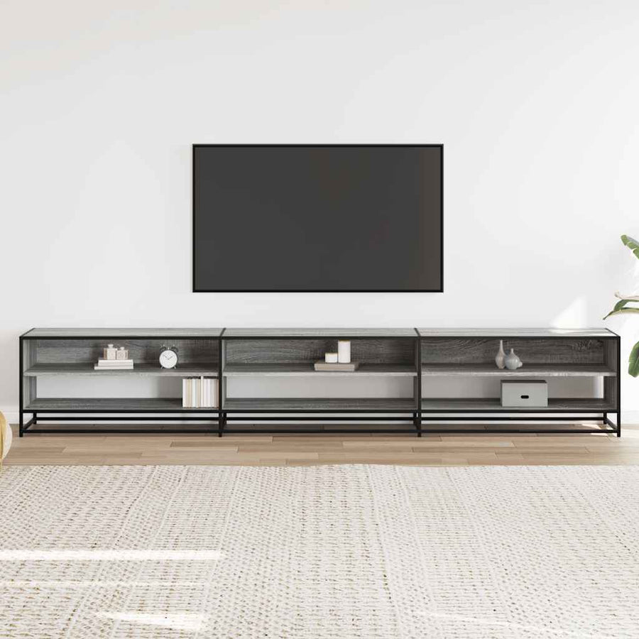 Tv-meubel 270x40x46 cm bewerkt hout grijs sonoma eikenkleurig