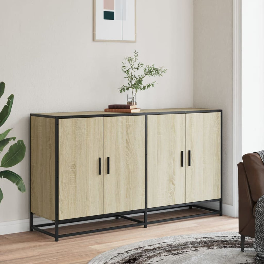 Dressoir 134x35x76 cm bewerkt hout sonoma eikenkleurig