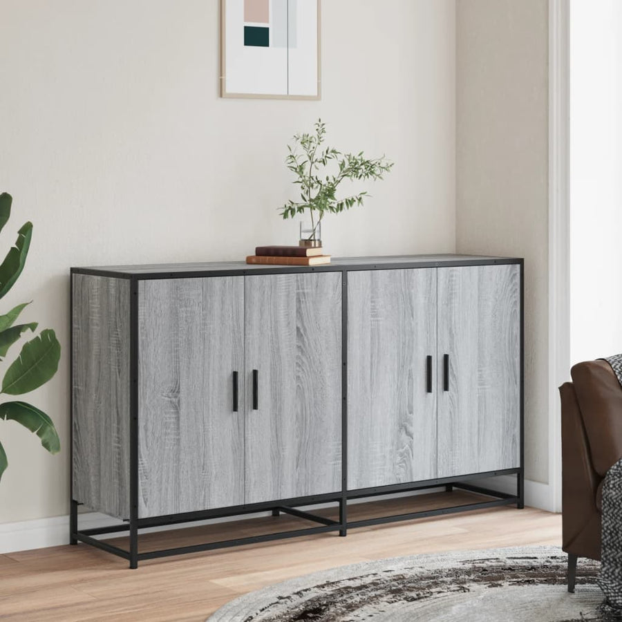 Dressoir 134x35x76 cm bewerkt hout grijs sonoma eikenkleurig