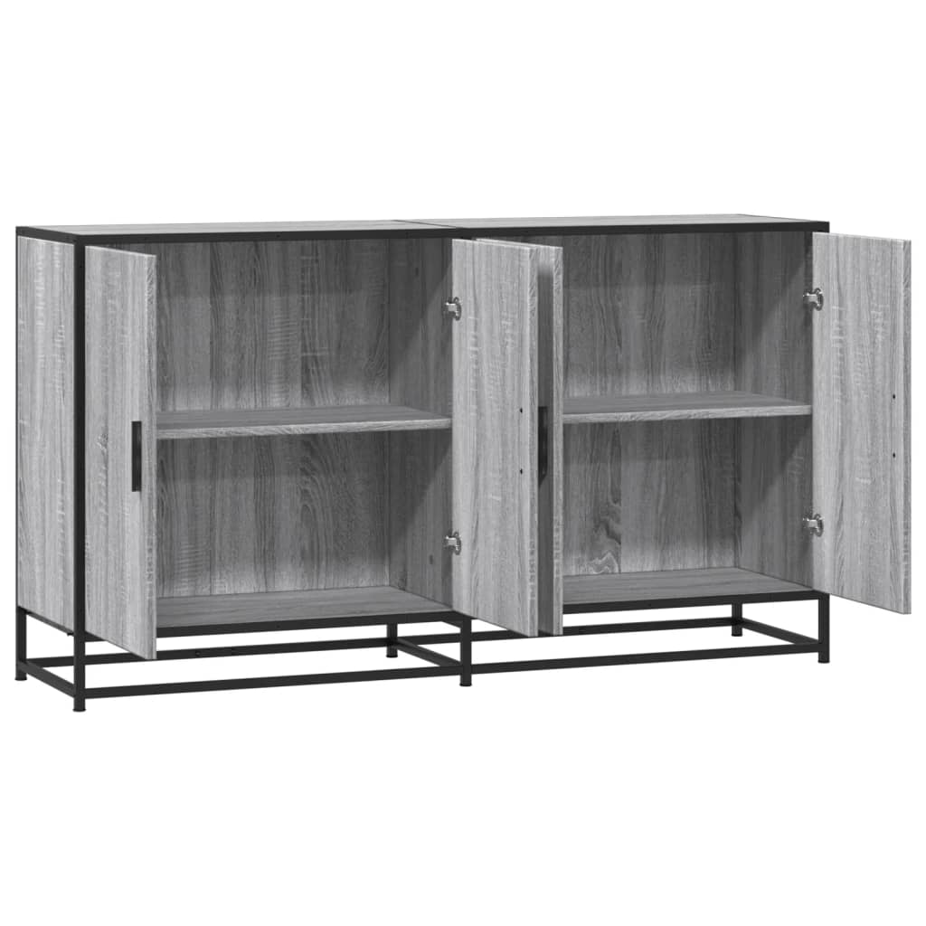 Dressoir 134x35x76 cm bewerkt hout grijs sonoma eikenkleurig