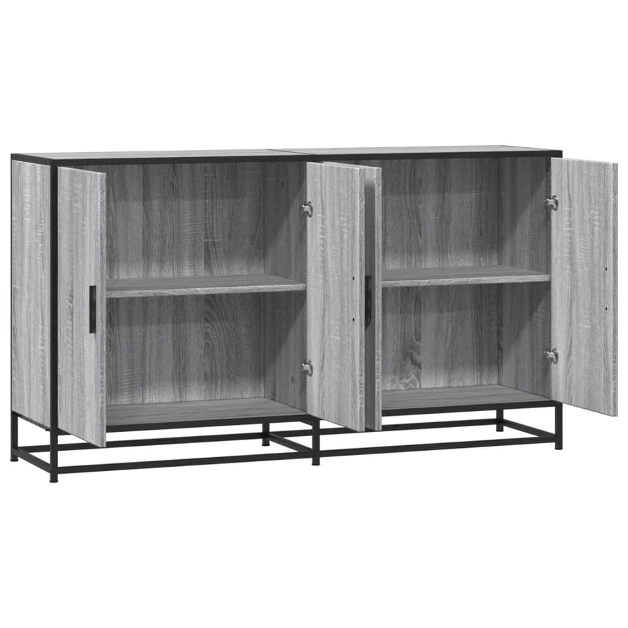 Dressoir 134x35x76 cm bewerkt hout grijs sonoma eikenkleurig