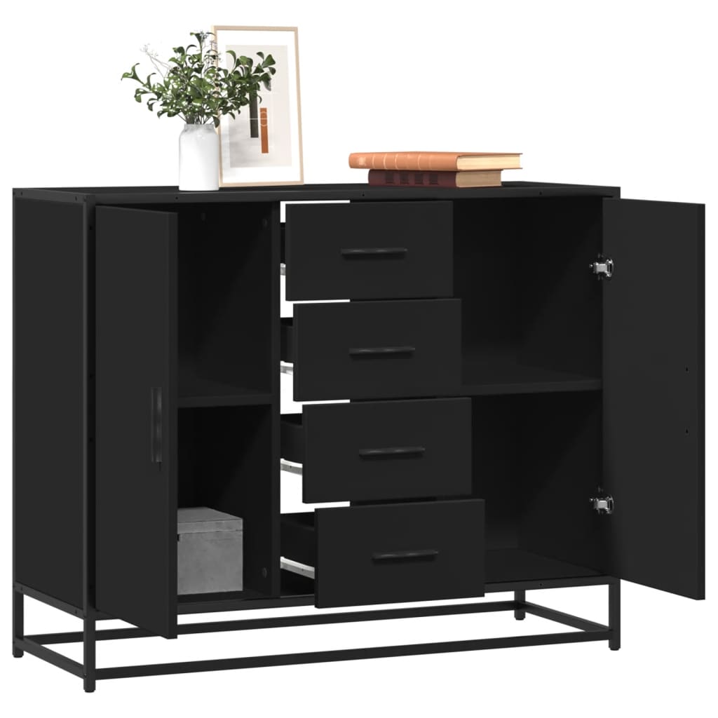 Dressoir 92x35x76 cm bewerkt hout zwart