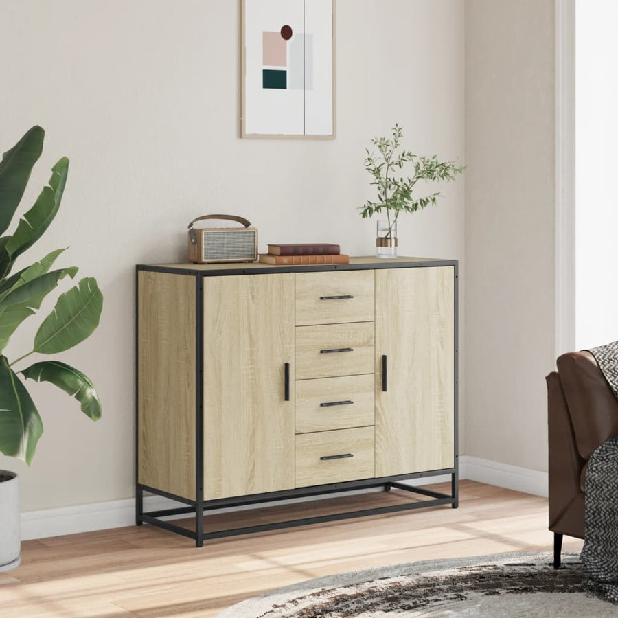 Dressoir 92x35x76 cm bewerkt hout sonoma eikenkleurig