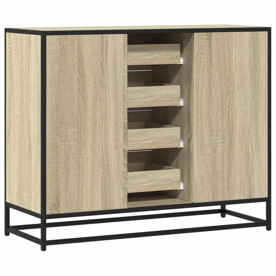 Dressoir 92x35x76 cm bewerkt hout sonoma eikenkleurig