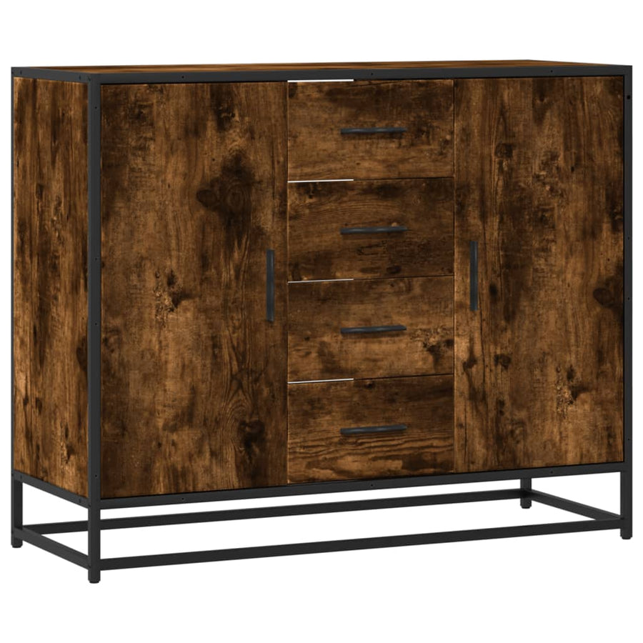 Dressoir 92X35X76 Cm Bewerkt Hout Kleurig Gerookt eiken