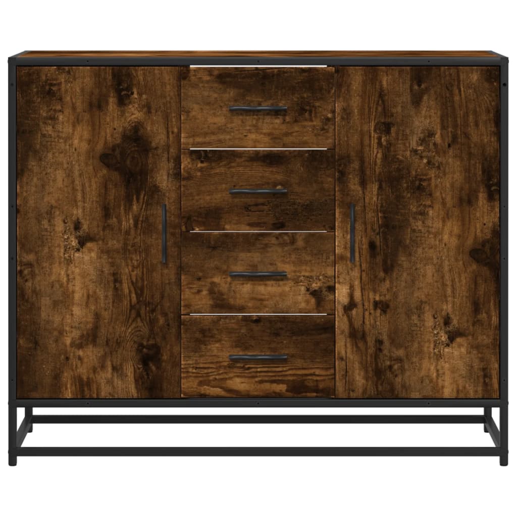 Dressoir 92X35X76 Cm Bewerkt Hout Kleurig Gerookt eiken