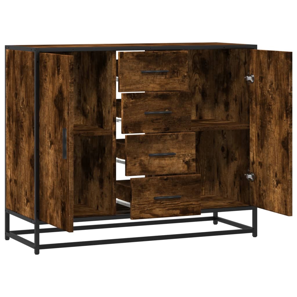 Dressoir 92X35X76 Cm Bewerkt Hout Kleurig Gerookt eiken