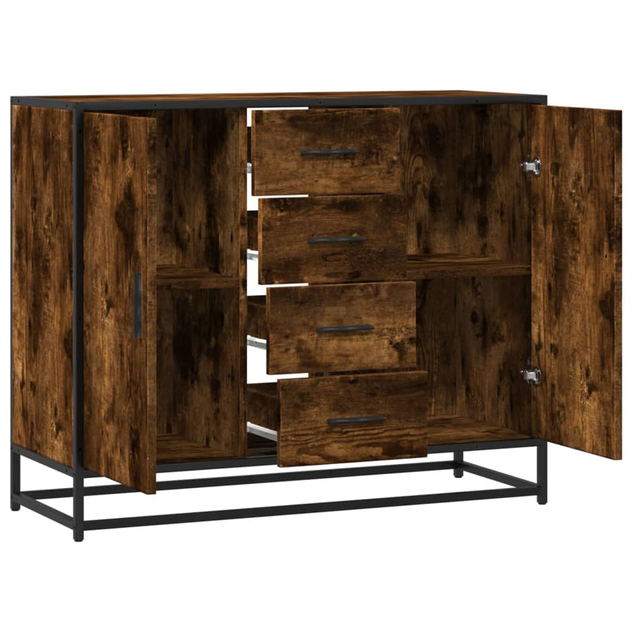 Dressoir 92X35X76 Cm Bewerkt Hout Kleurig Gerookt eiken