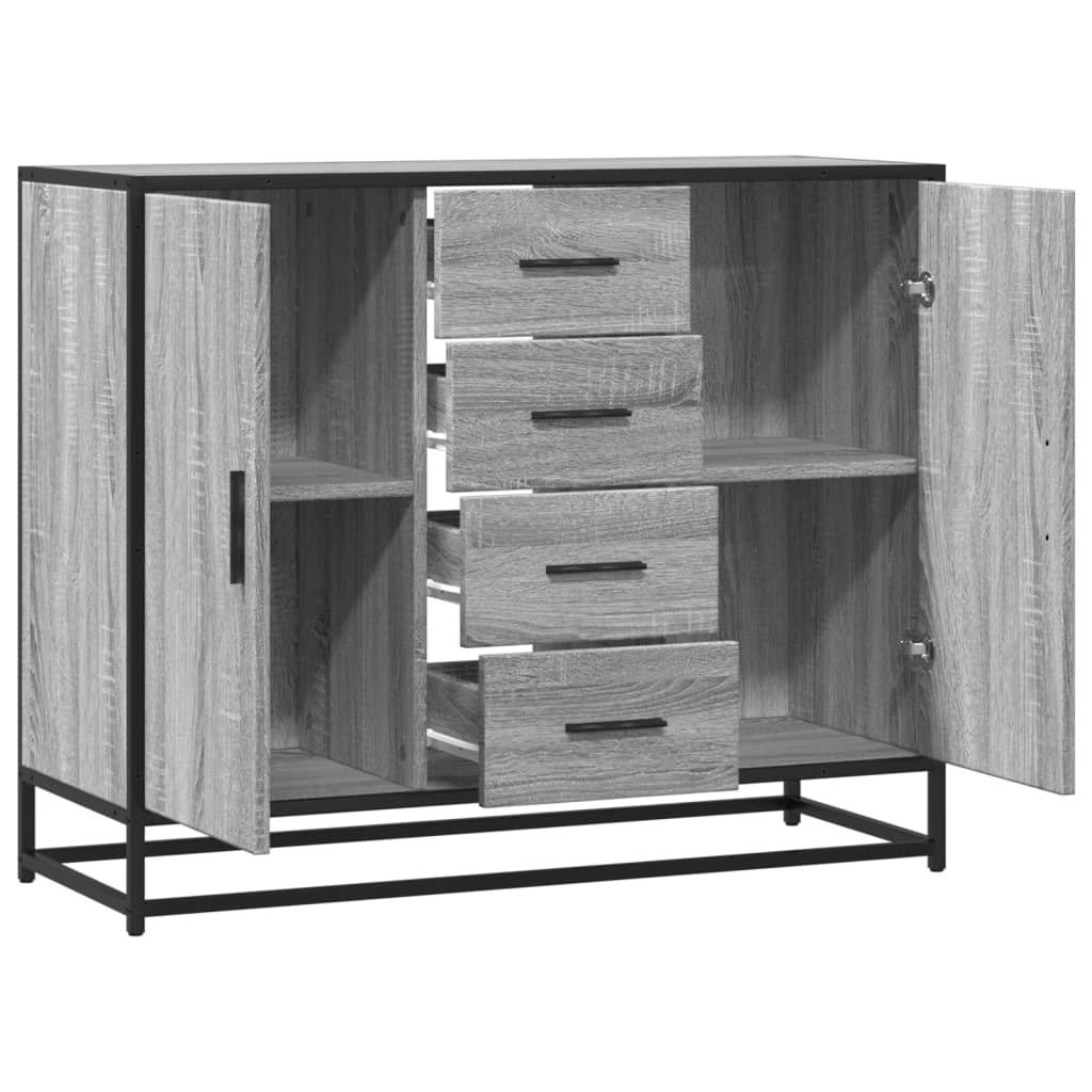 Dressoir 92x35x76 cm bewerkt hout grijs sonoma eikenkleurig