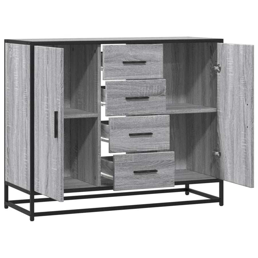 Dressoir 92x35x76 cm bewerkt hout grijs sonoma eikenkleurig