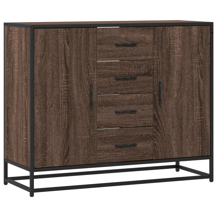 Dressoir 92x35x76 cm bewerkt hout bruin eikenkleurig