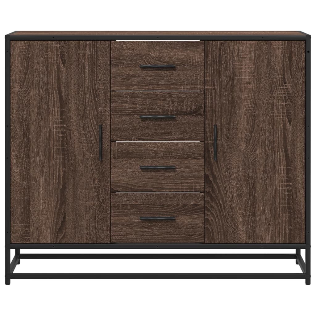 Dressoir 92x35x76 cm bewerkt hout bruin eikenkleurig