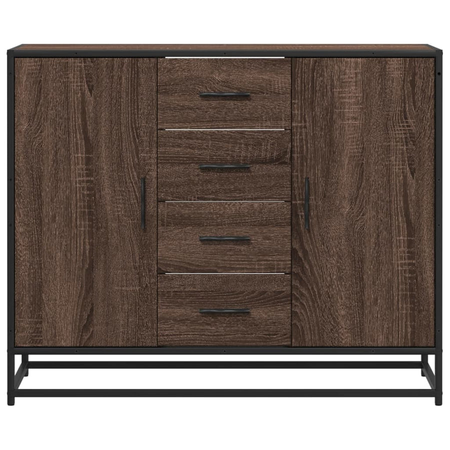 Dressoir 92x35x76 cm bewerkt hout bruin eikenkleurig