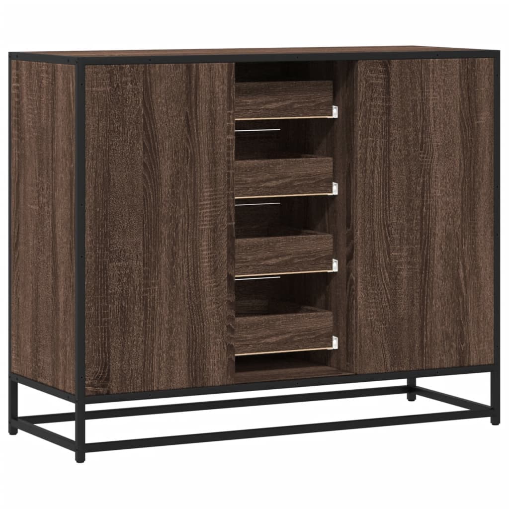 Dressoir 92x35x76 cm bewerkt hout bruin eikenkleurig