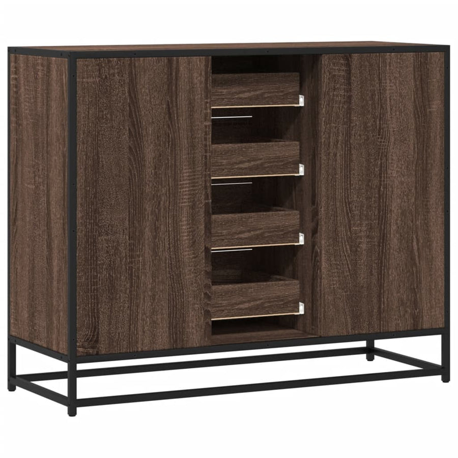 Dressoir 92x35x76 cm bewerkt hout bruin eikenkleurig