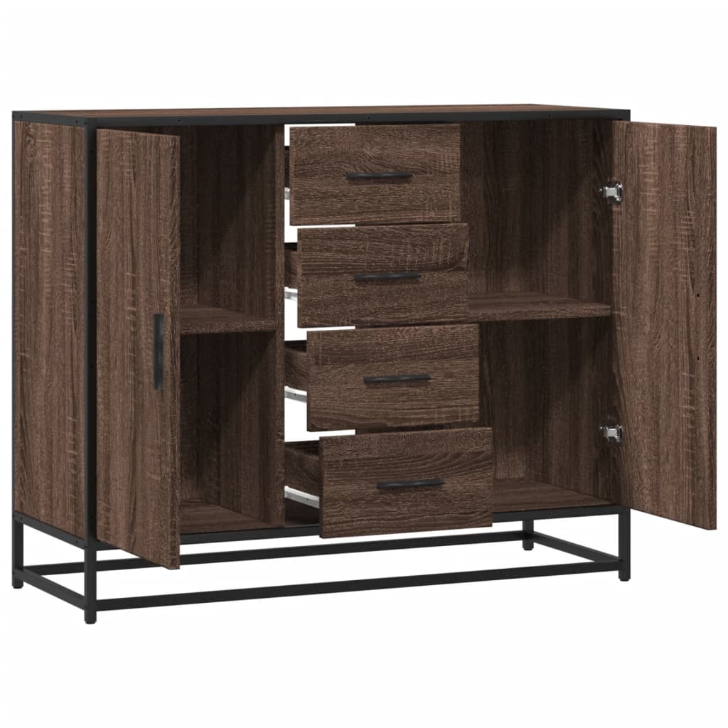 Dressoir 92x35x76 cm bewerkt hout bruin eikenkleurig