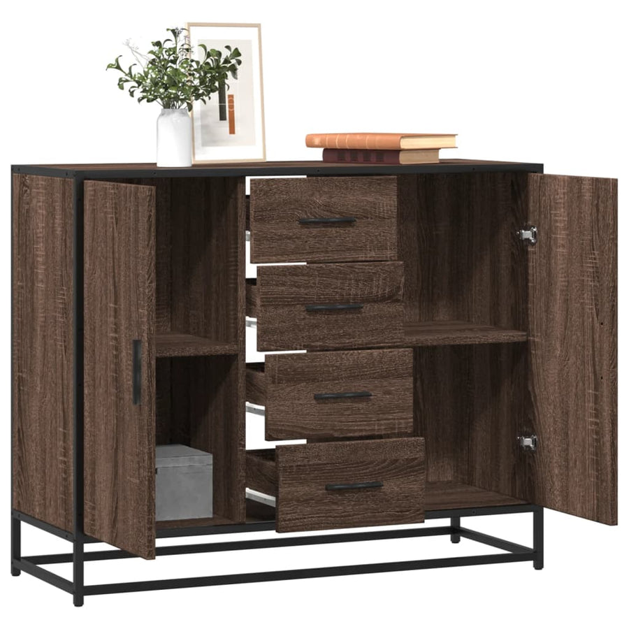Dressoir 92x35x76 cm bewerkt hout bruin eikenkleurig