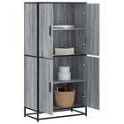 Hoge kast 68x35x139 cm bewerkt hout grijs