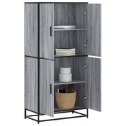 Hoge kast 68x35x139 cm bewerkt hout grijs
