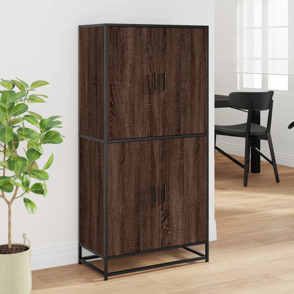 Hoge kast 68x35x139 cm bewerkt hout bruin eikenkleurig