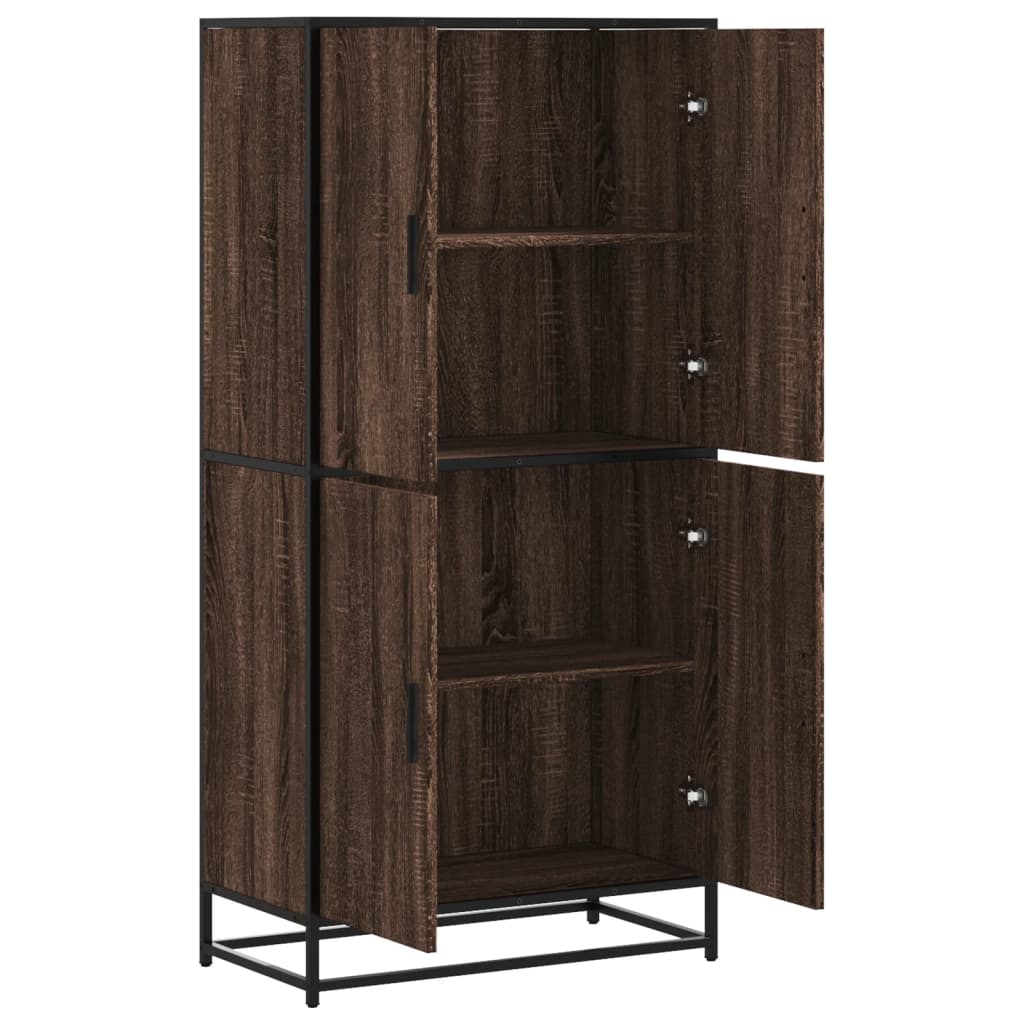 Hoge kast 68x35x139 cm bewerkt hout bruin eikenkleurig