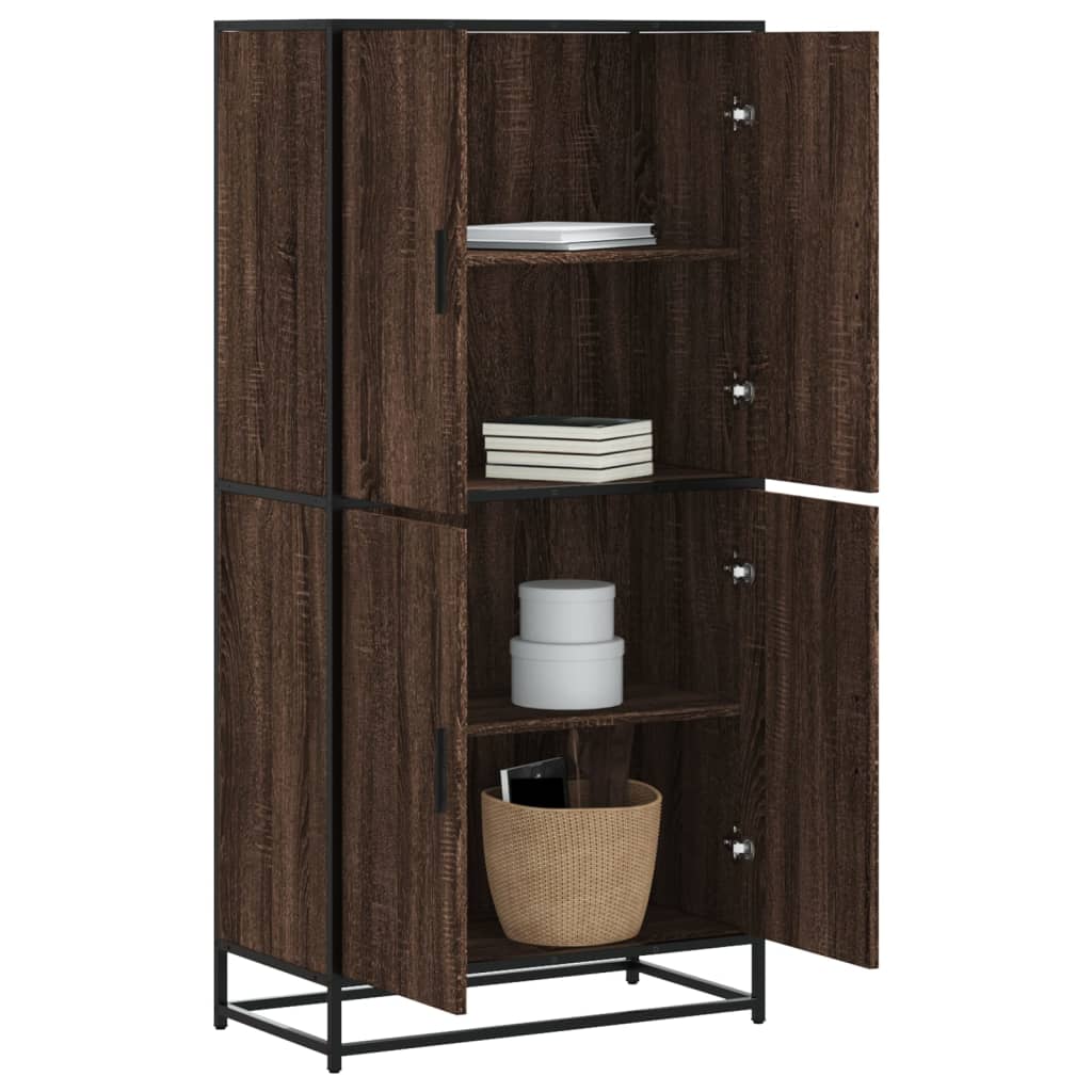 Hoge kast 68x35x139 cm bewerkt hout bruin eikenkleurig