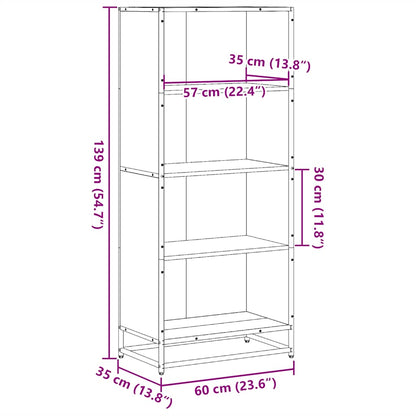 Boekenkast 60x35x139 cm bewerkt hout gerookt eikenkleurig