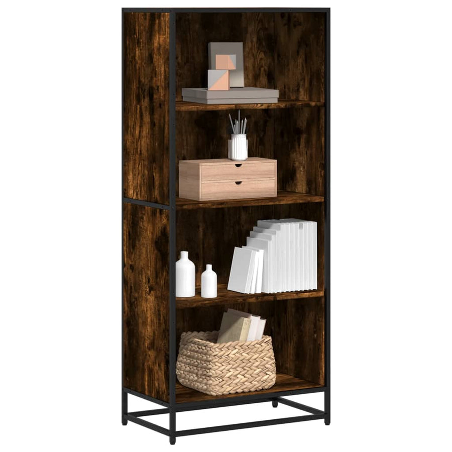 Boekenkast 60x35x139 cm bewerkt hout gerookt eikenkleurig