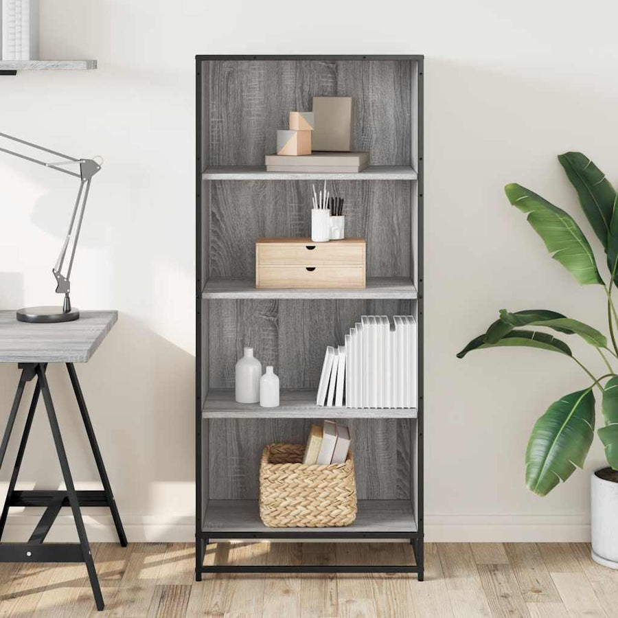 Boekenkast 60x35x139 cm bewerkt hout grijs sonoma eikenkleurig