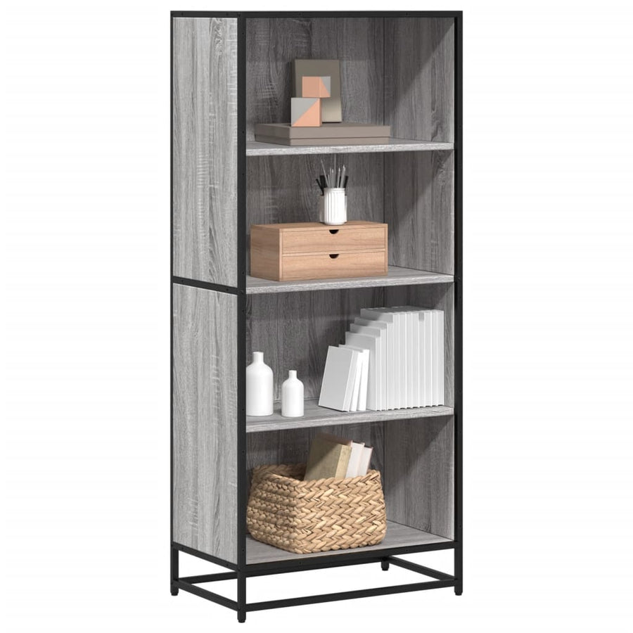 Boekenkast 60x35x139 cm bewerkt hout grijs sonoma eikenkleurig