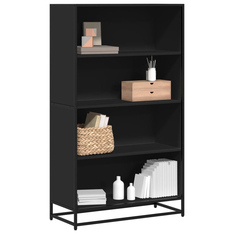 Boekenkast 80,5x35x139 cm bewerkt hout zwart
