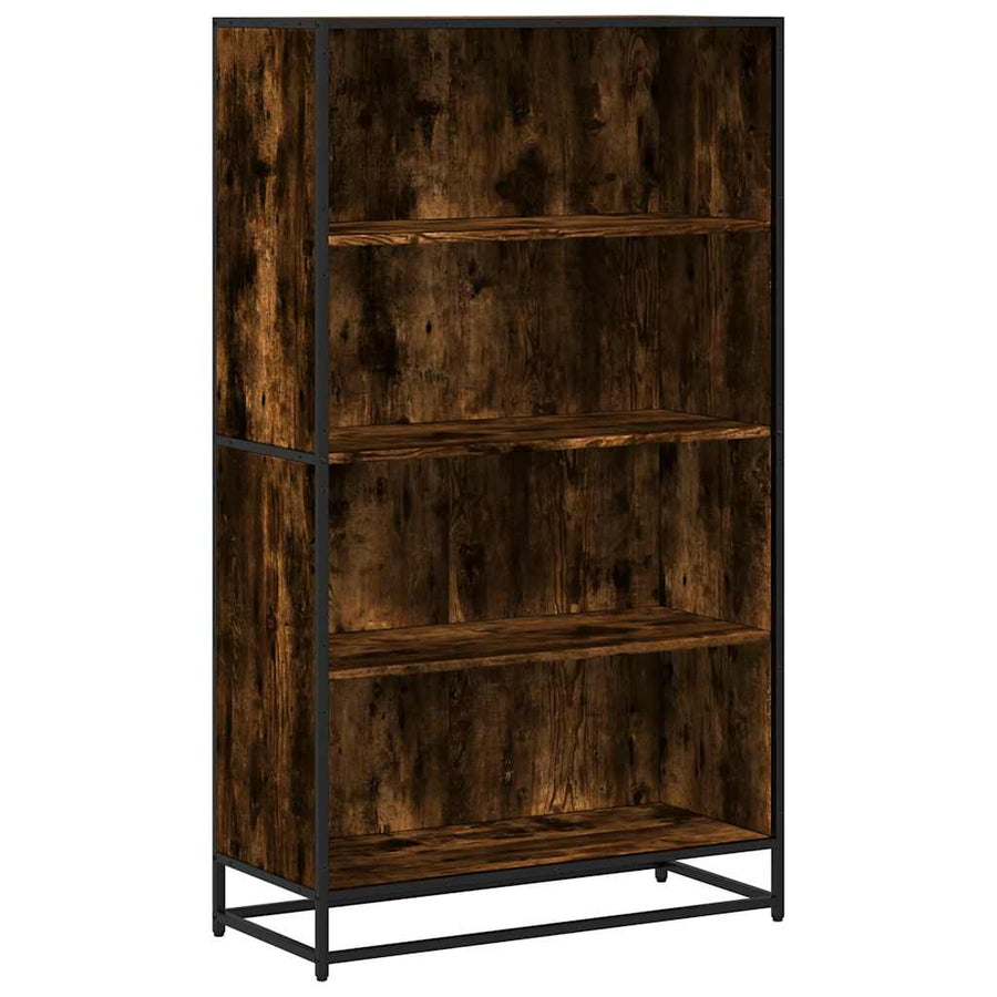 Boekenkast 80,5x35x139 cm bewerkt hout gerookt eikenkleurig