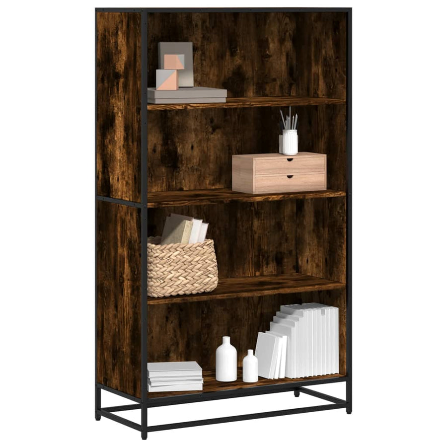 Boekenkast 80,5x35x139 cm bewerkt hout gerookt eikenkleurig