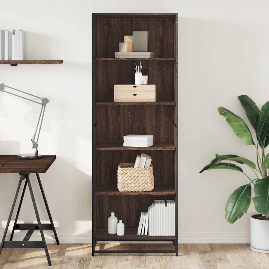 Boekenkast 60x35x170,5 cm bewerkt hout bruin eikenkleurig