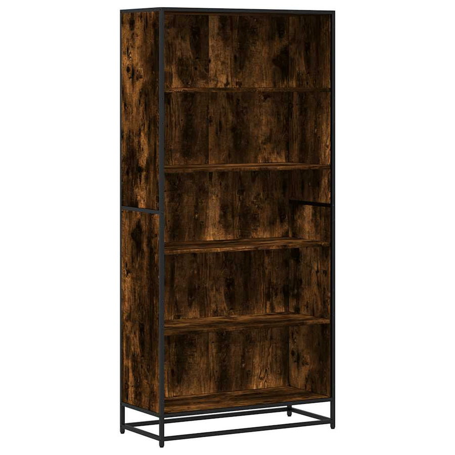 Boekenkast 80,5x35x170,5 cm bewerkt hout gerookt eikenkleurig