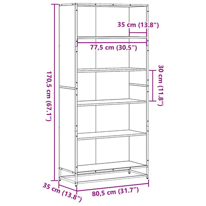 Boekenkast 80,5x35x170,5 cm bewerkt hout grijs sonoma eiken