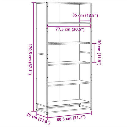Boekenkast 80,5x35x170,5 cm bewerkt hout bruin eikenkleurig